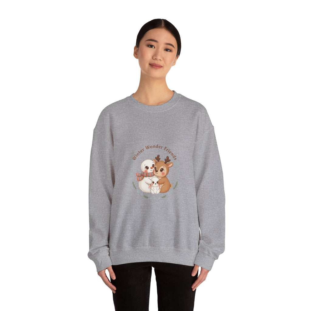 Sweatshirt | Niedliche Wintertiere Reh mit Schal | Winter Tie Freunde