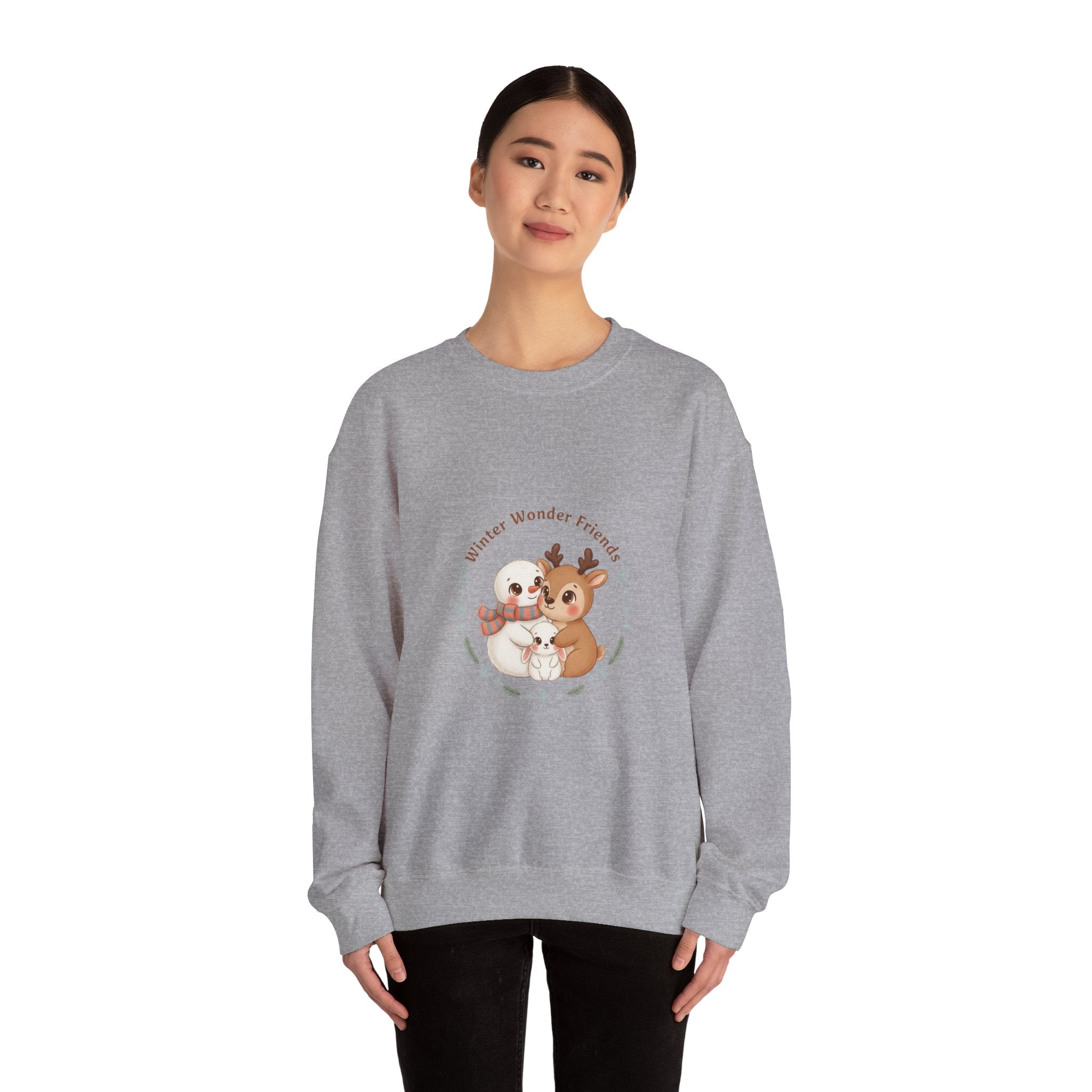 Sweatshirt | Niedliche Wintertiere Reh mit Schal | Winter Tie Freunde