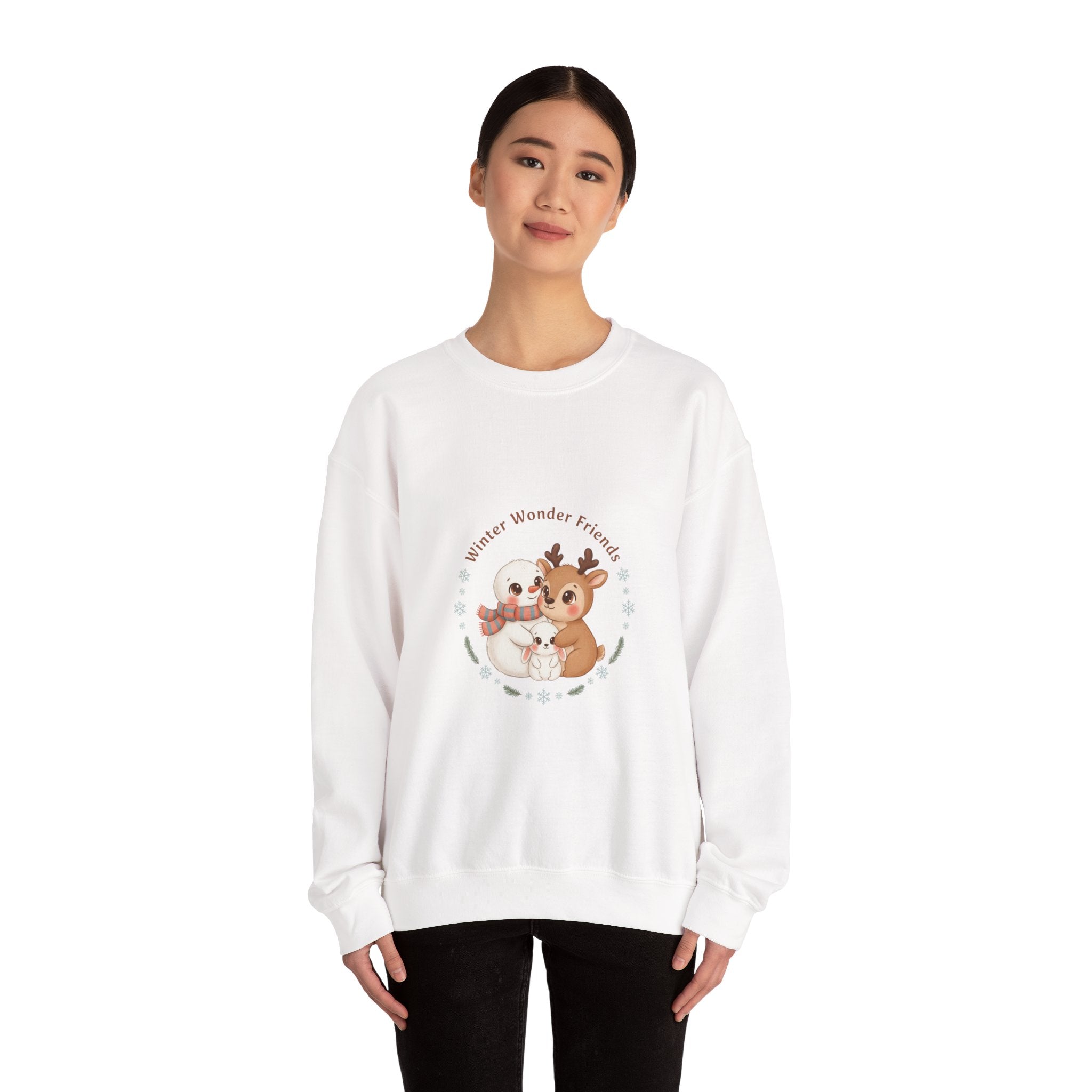 Sweatshirt | Niedliche Wintertiere Reh mit Schal | Winter Tie Freunde