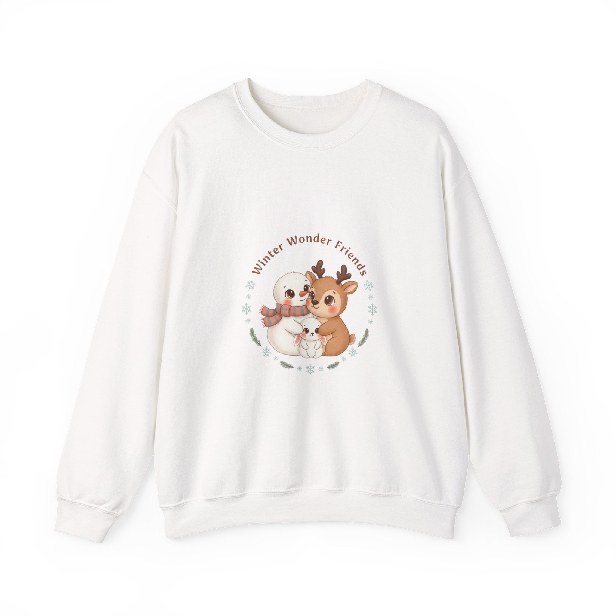 Sweatshirt | Niedliche Wintertiere Reh mit Schal | Winter Tie Freunde