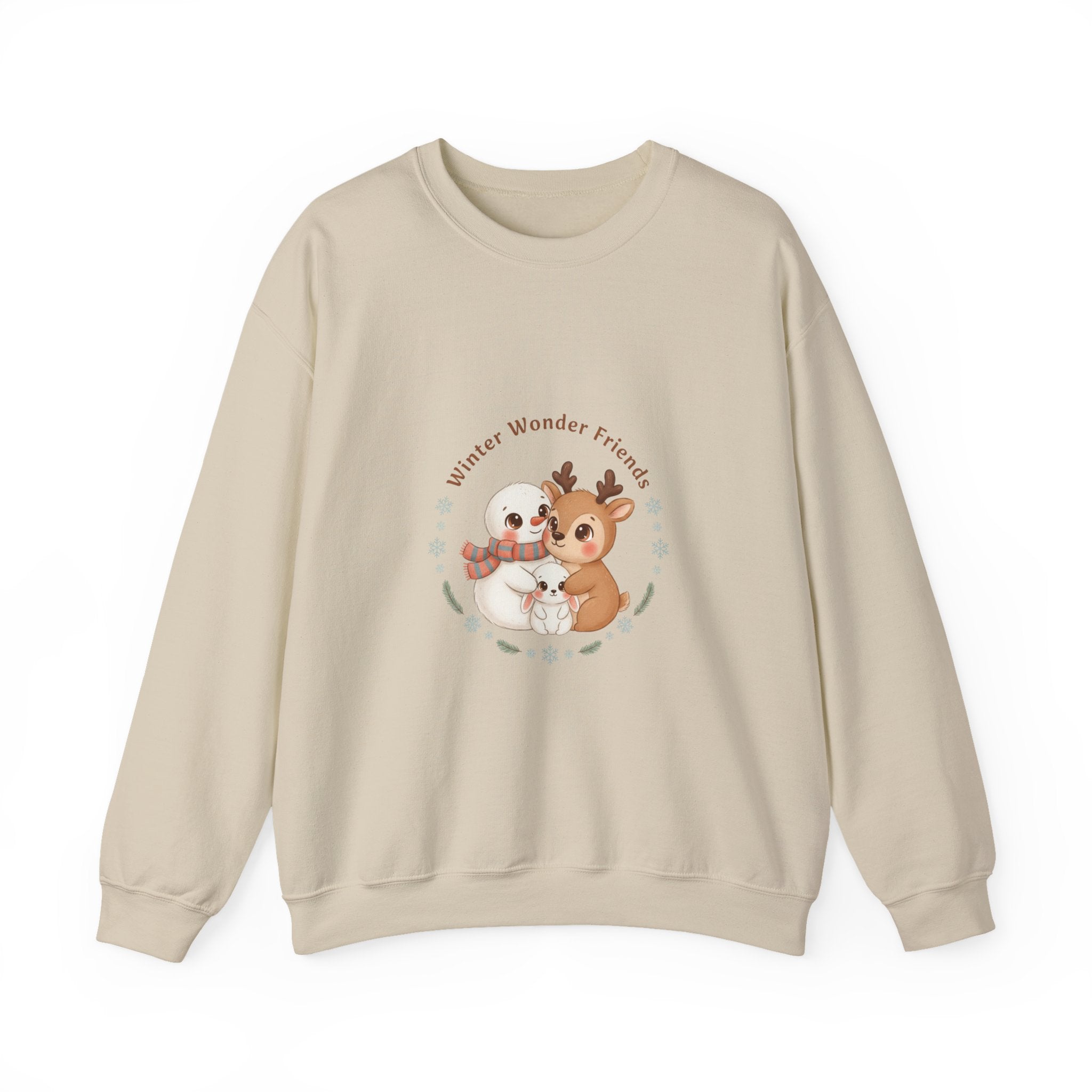 Sweatshirt | Niedliche Wintertiere Reh mit Schal | Winter Tie Freunde
