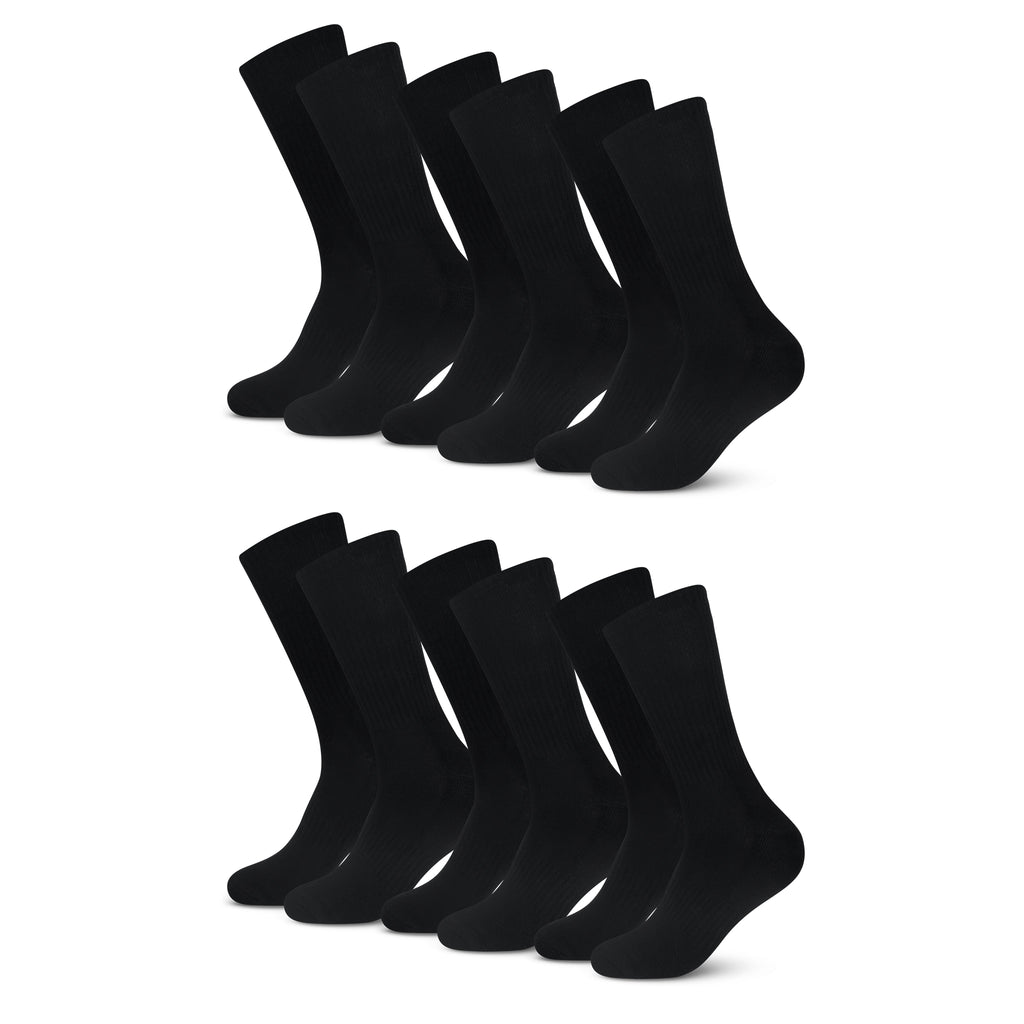 Sport Socken Crew Style - schwarz -  (6 Paar) - 78 % Baumwolle
