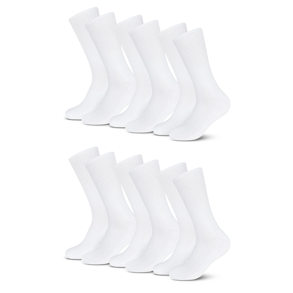 Sport Socken Crew Style - weiß - (6 Paar) - 78 % Baumwolle