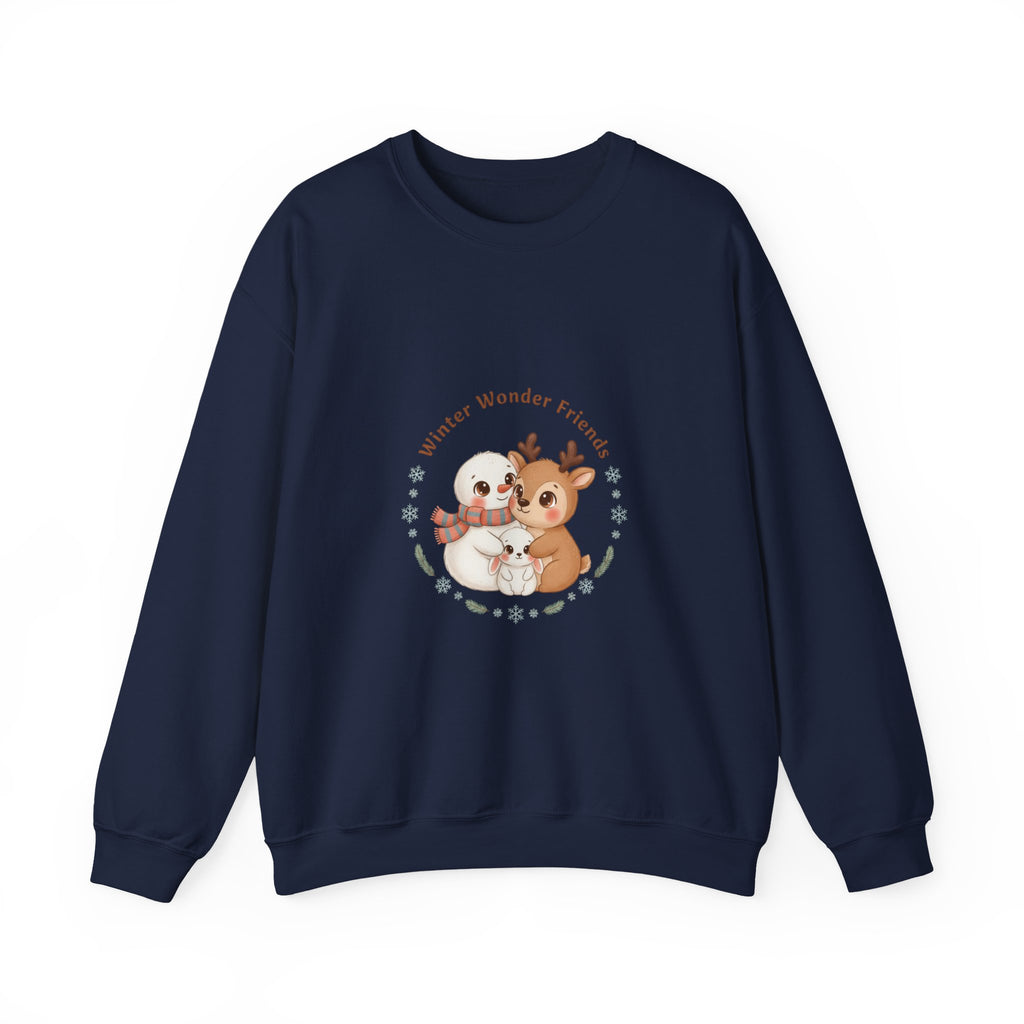 Sweatshirt | Niedliche Wintertiere Reh mit Schal | Winter Tie Freunde