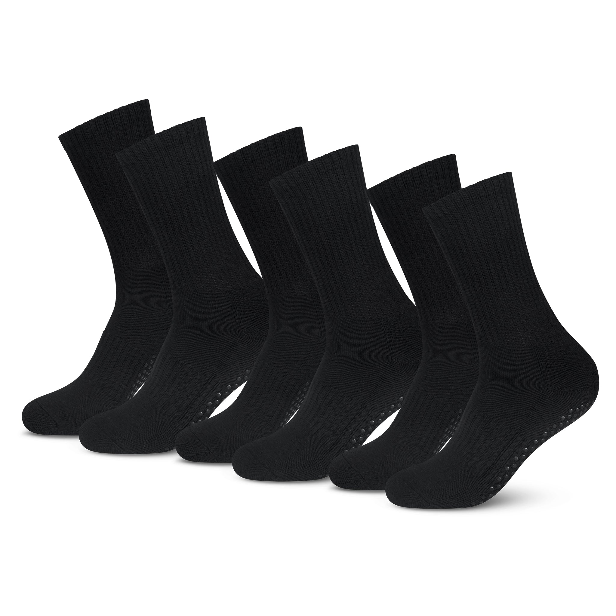 Yoga  / Pilates Socken -schwarz - (3 Paar) - Crew Design - 80 % Baumwolle
