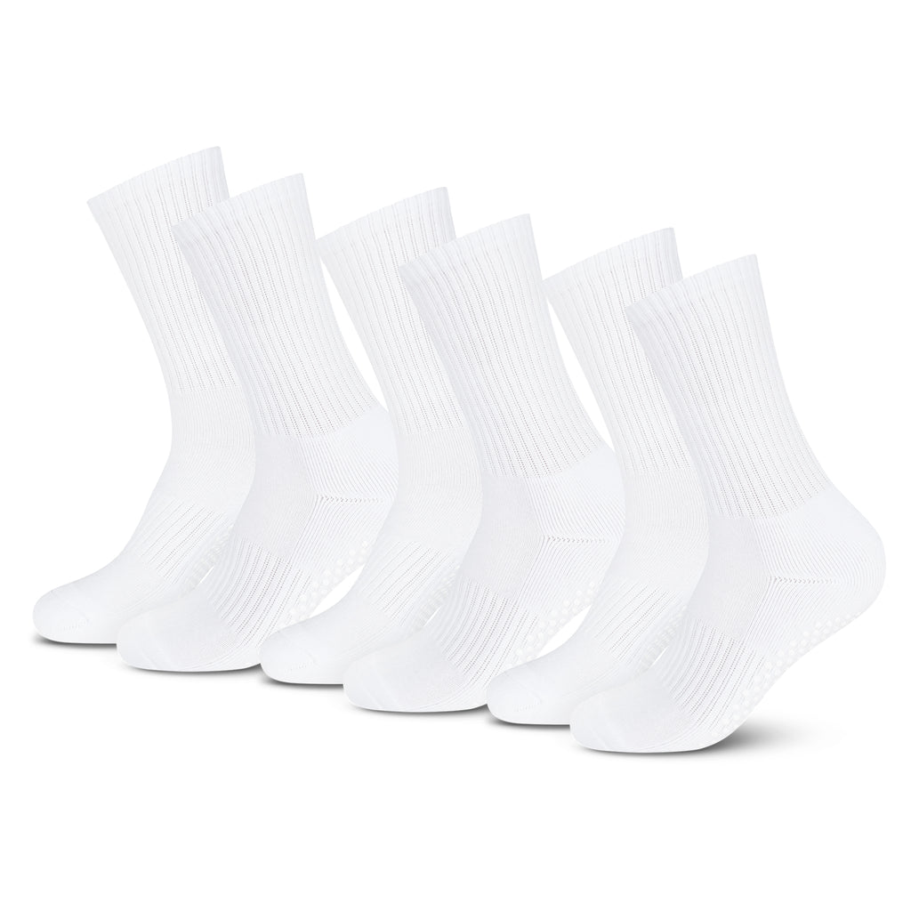 Yoga  / Pilates Socken -weiß - (3 Paar) - Crew Design - 80 % Baumwolle