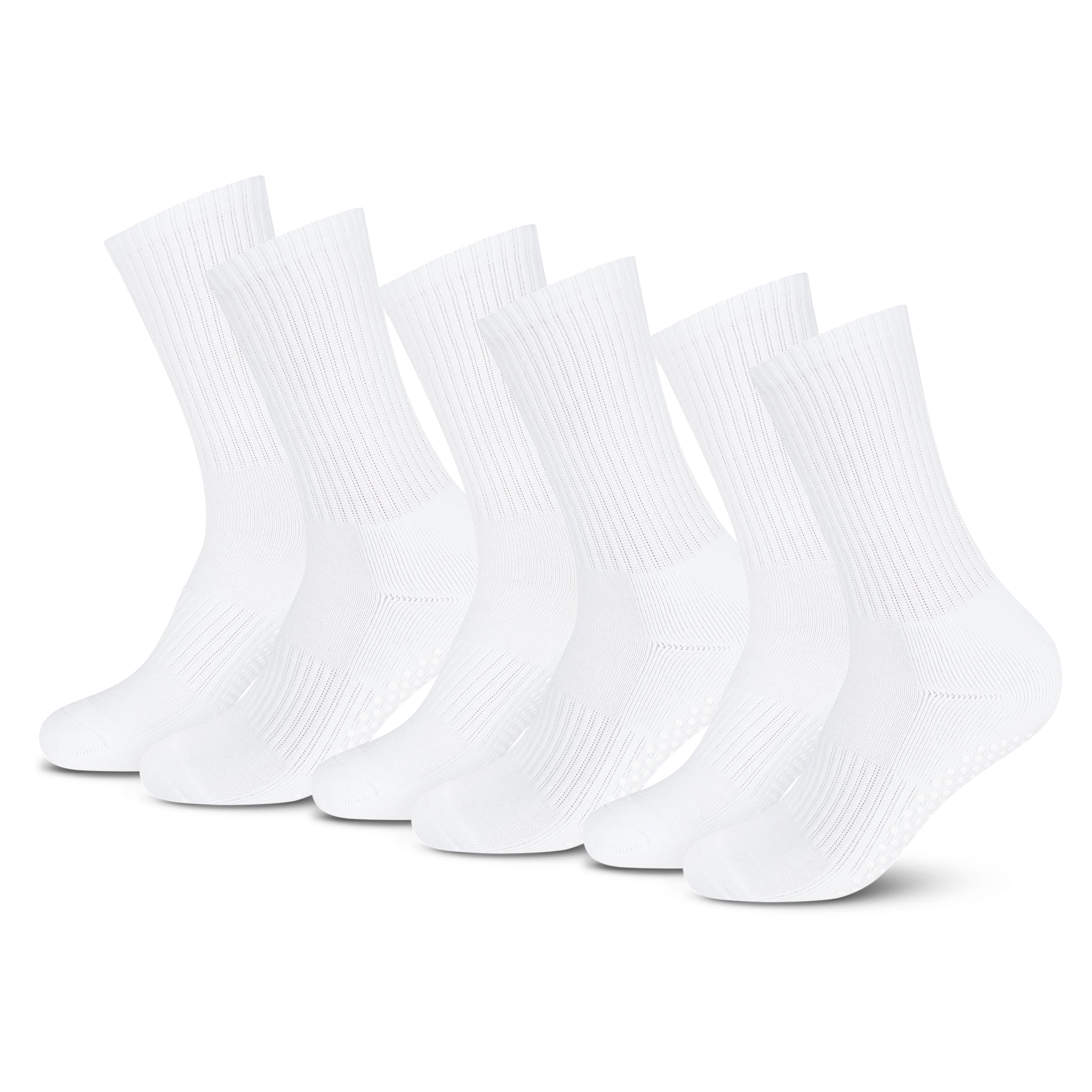 Yoga  / Pilates Socken -weiß - (3 Paar) - Crew Design - 80 % Baumwolle